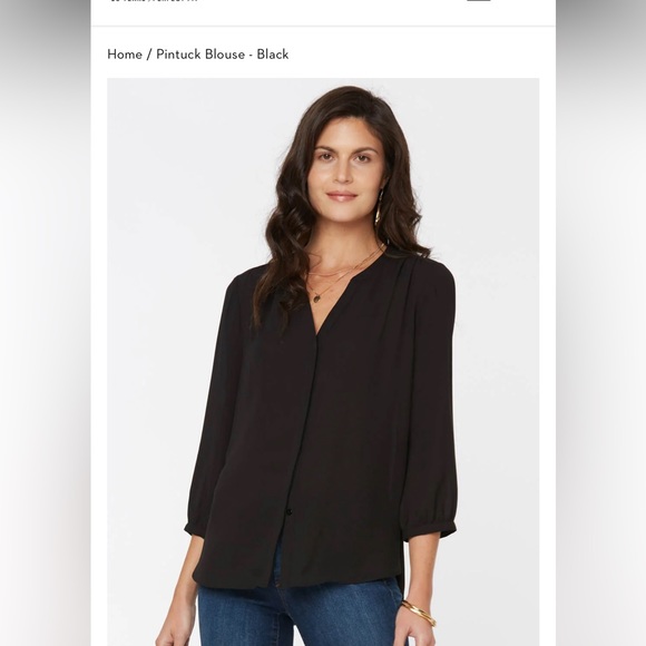 NYDJ Pintuck Blouse Medium Animal Print Black White Tan - Picture 8 of 8